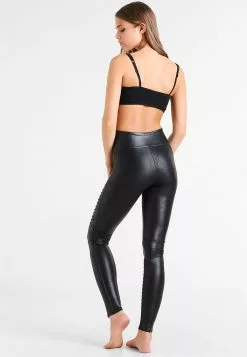 Spanx FAUX LEATHER MOTO LEGGINGS - Leggings - Strümpfe - Very Black