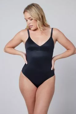 SPANX Figurformender Tanga-Body Aus Satin, Schwarz