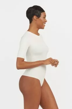 ​​​​​​​Spanx Suit Yourself Figurformender, Gerippter Body Mit Kurzen Ärmeln, Weiß -Spanx Verkaufsshop U84798s3
