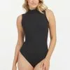 Spanx Suit Yourself Figurformender, ärmelloser Body Mit Rippung Und Stehkragen, Schwarz -Spanx Verkaufsshop U84800s